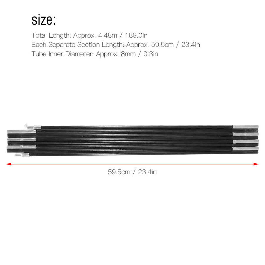 2x Zeltstangen 4,48m Glasfaser - Leichte Ersatzstangen Für Campingzelte & Markisen