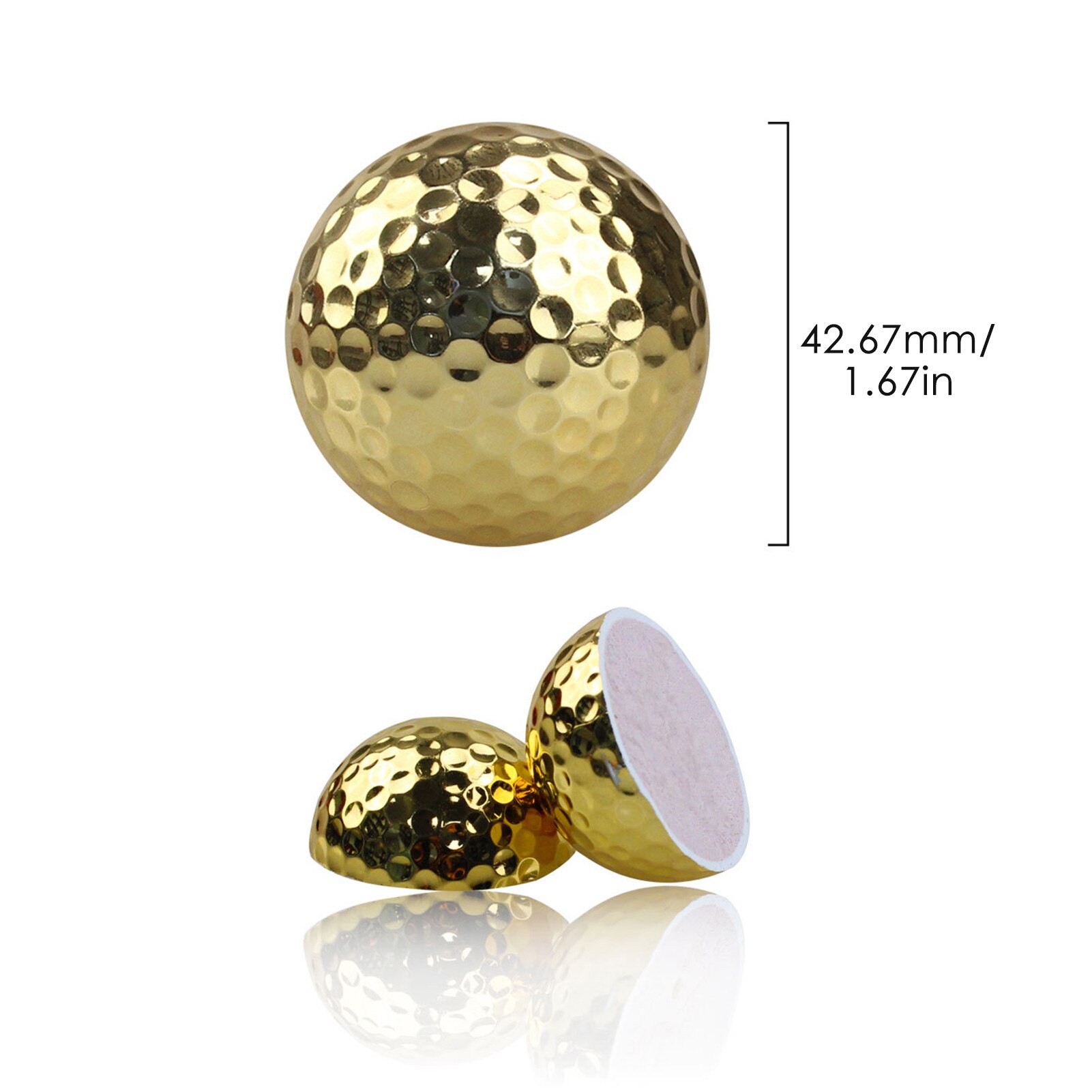 Pelota de Golf chapada en oro, accesorio de ayuda de entrenamiento para golfista