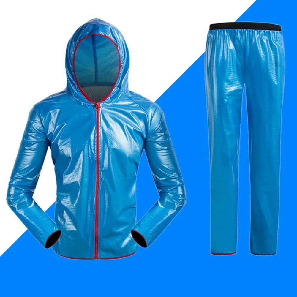 Unisex Sport Regenjas Motorfiets Fietsen Waterdicht Winddicht Regen Pak Regenkleding Ademend Reflecterende: Blue / XXXL