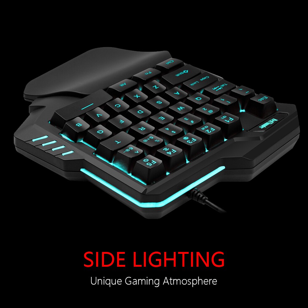 RedThunder One-Handed Gaming Keyboard,RGB Backlight, 6400DPI Ergonomic Mouse,Portable Mini Keypad Combo for Laptop PC