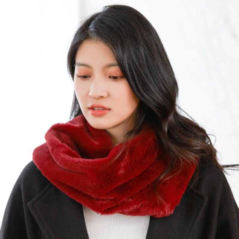Écharpe coréenne en fausse fourrure de lapin, col, cachemire, solide, peluche, épaisse, chaude, écharpe, snood, cyclisme, coupe-vent, pull ,  o23