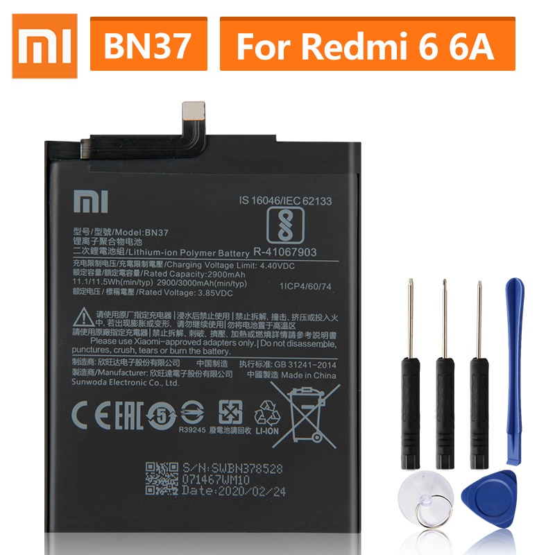 Original Replacement Battery For Xiaomi Mi Redmi6 Redmi 6 Redmi 6A Redrice 6 BN37 Genuine Phone Battery 3000mAh