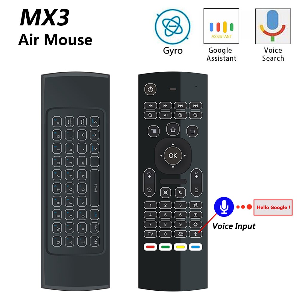 MX3 Pro Afstandsbediening Air Mouse Wireless Mini Keyboard Gyroscoop Ir Leren Google Voice Assistent Voor Android Smart Tv Box