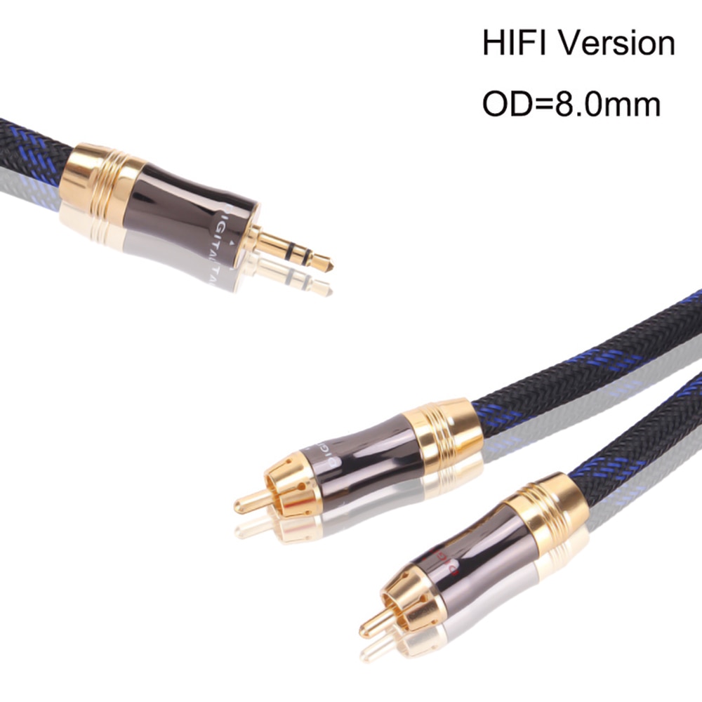 Kabel audio HIFI 3,5 mm do 2 RCA 3,5 mm męski do 2 Rca męski kabel stereo do iPhone'a MP3 DVD wzmacniacz