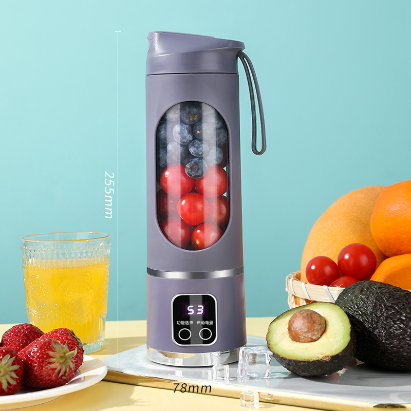 Máquina mezcladora doméstica, licuadora portátil, exprimidor eléctrico triturado con 3 velocidades, 450ML, gran capacidad, pantalla Digital, taza de jugo: Morado