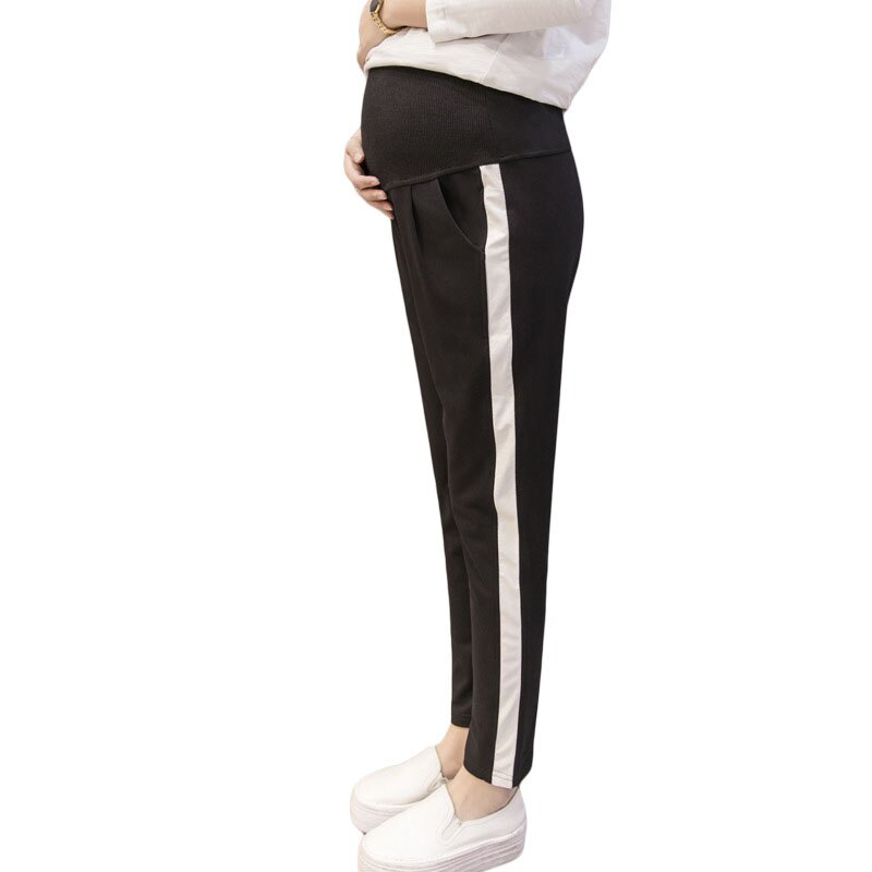 Pants For Pregnant Women Casual Cotton Sport Maternity Trousers Wear Pregnancy Clothes Gravida Autumn Loose Comfortable Clothing: Black / M