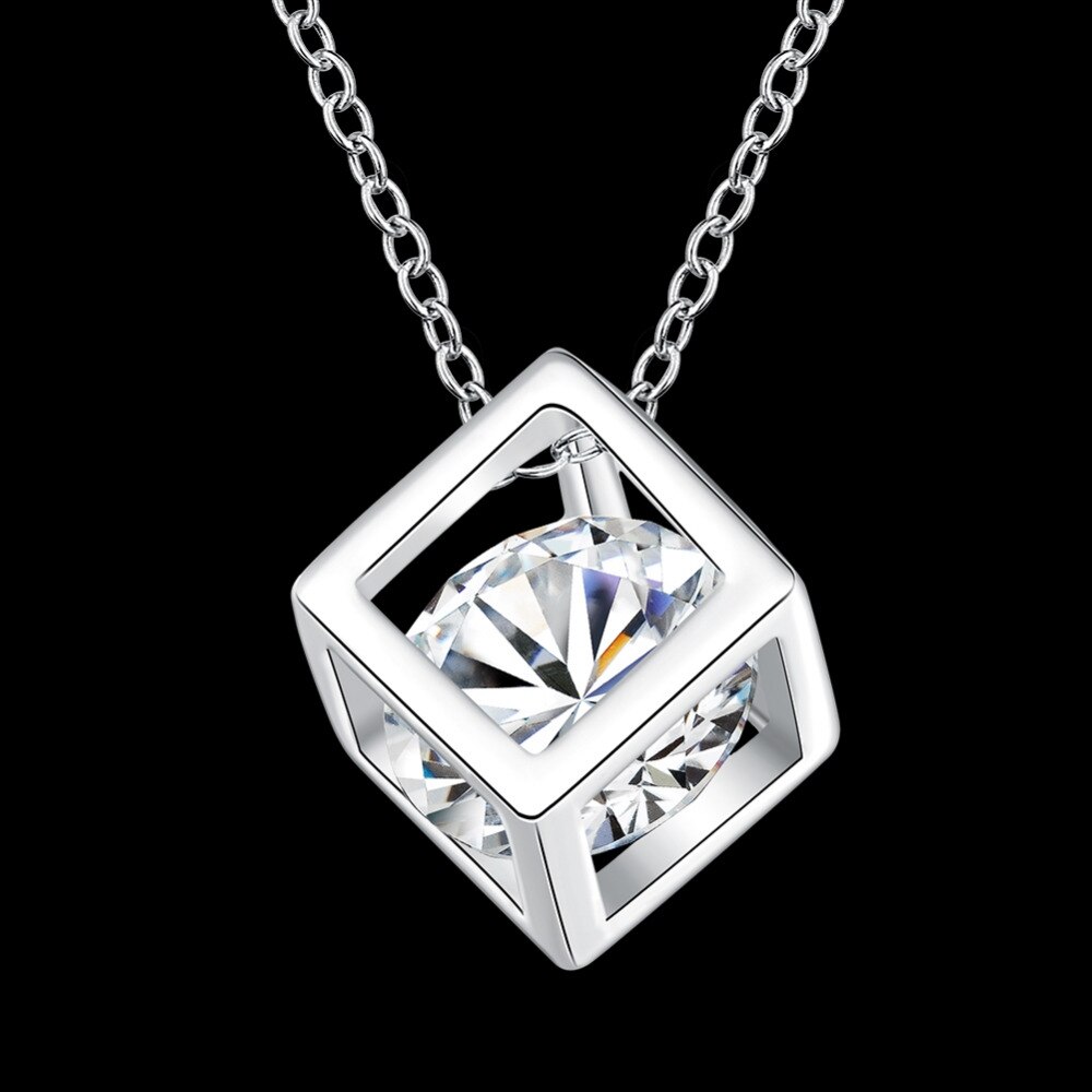 925 Sterling Silber Anhänger Halskette - 18 Zoll - Geometrisch - Feiner Schmuck für Damen