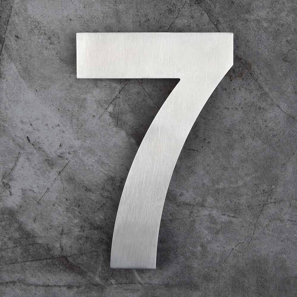 10 Inch Extra Large Floating House Numbers Door Sign Mounted, Stainless Steel 18-8 Brushed Nickel: Number 7