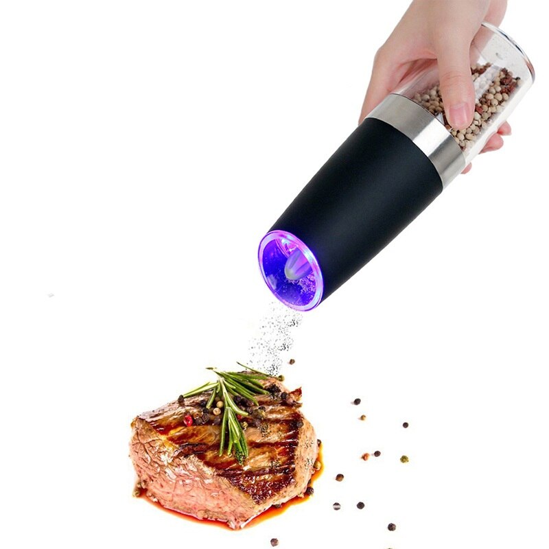 Automatische Elektrische Zwaartekracht Zout Pepermolen Led Licht Zout Grinder Peper Shaker Bpa Gratis Keuken Kruiden Slijpen Gereedschap
