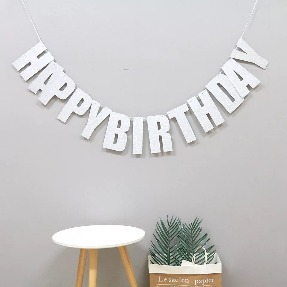 Happy Birthday Banner Bunting paper Birthday Party Hanging Garland Banner Baby Shower Decoration: Light Green