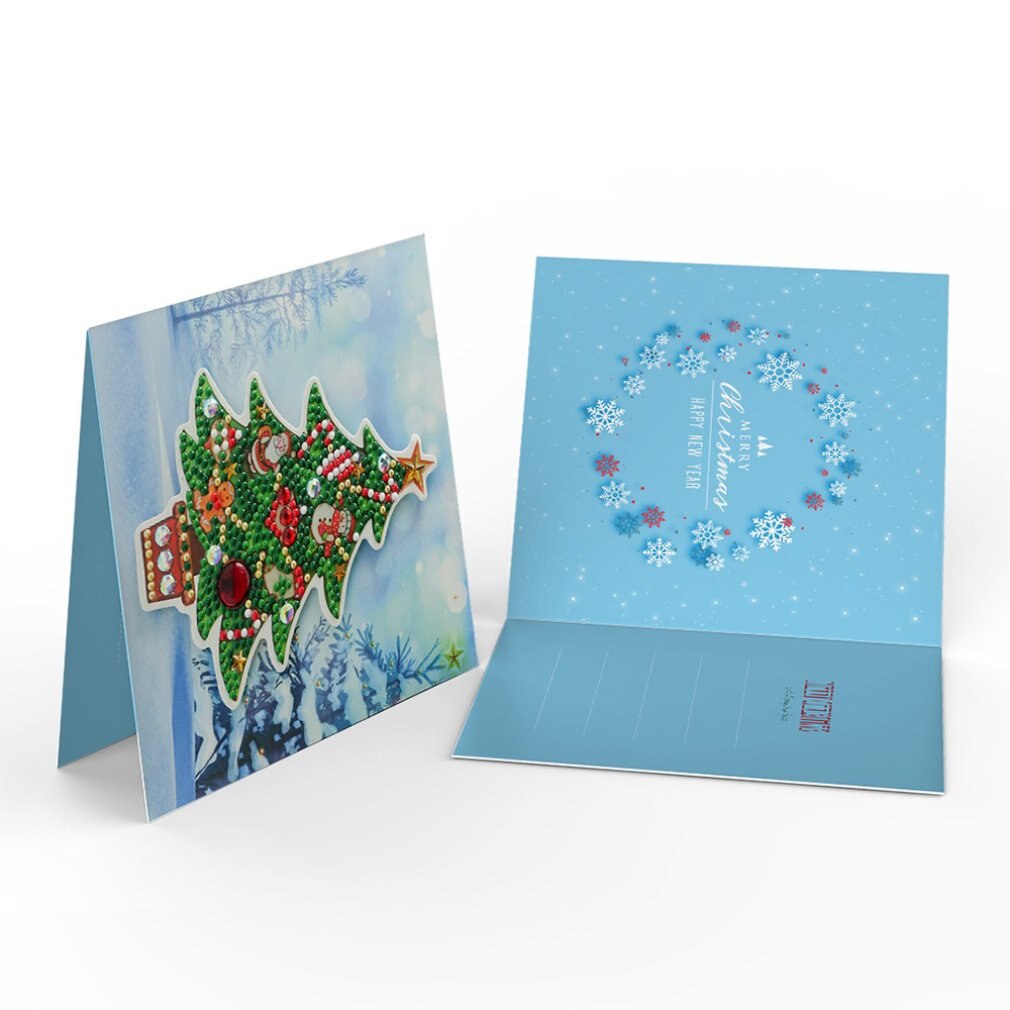 HK101 8pcs Diamond Cards Diy Cross Stitch Cartoon The Christmas Card Diamond Painting Greeting Cards