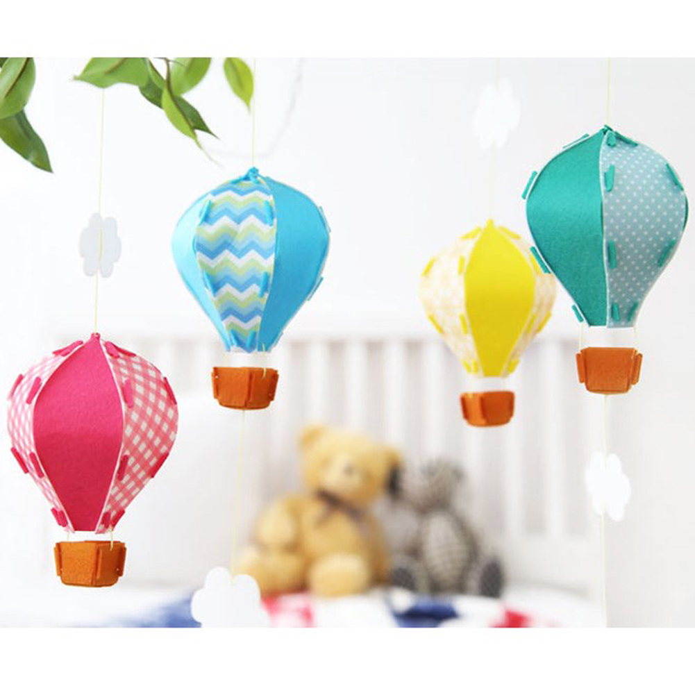 Decoración de globos de aire , guirnalda colgante de fieltro en 3D para el aula infantil, decoración para de cumpleaños o de bienvenida (amarillo)