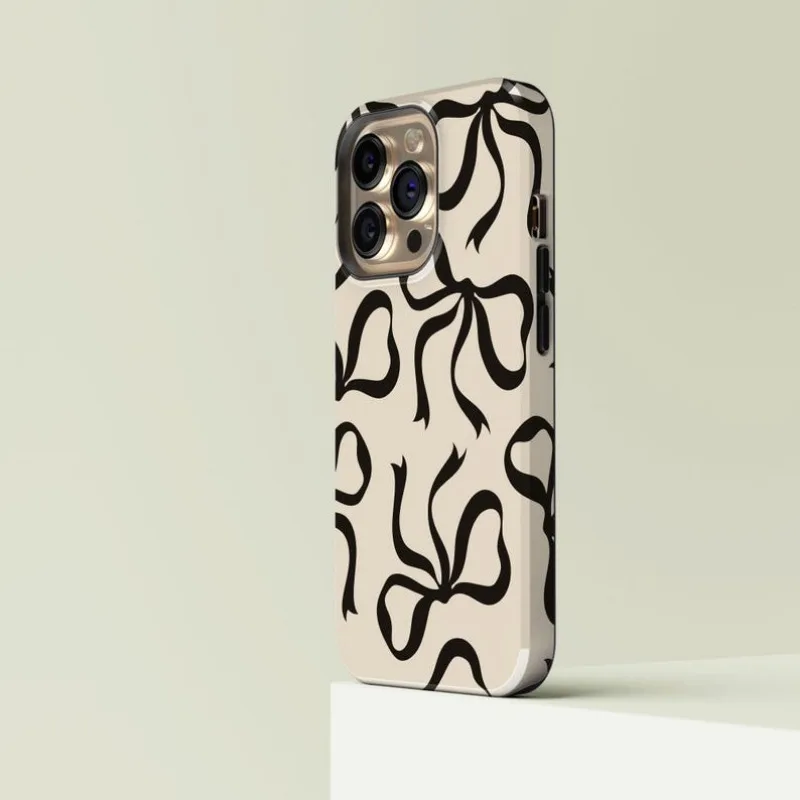 Funda con lazos negros para IPHONE 16ProMax 15 14 13 12 11 PRO Plus, fundas de teléfono magnéticas dos en uno de TPU acrílico