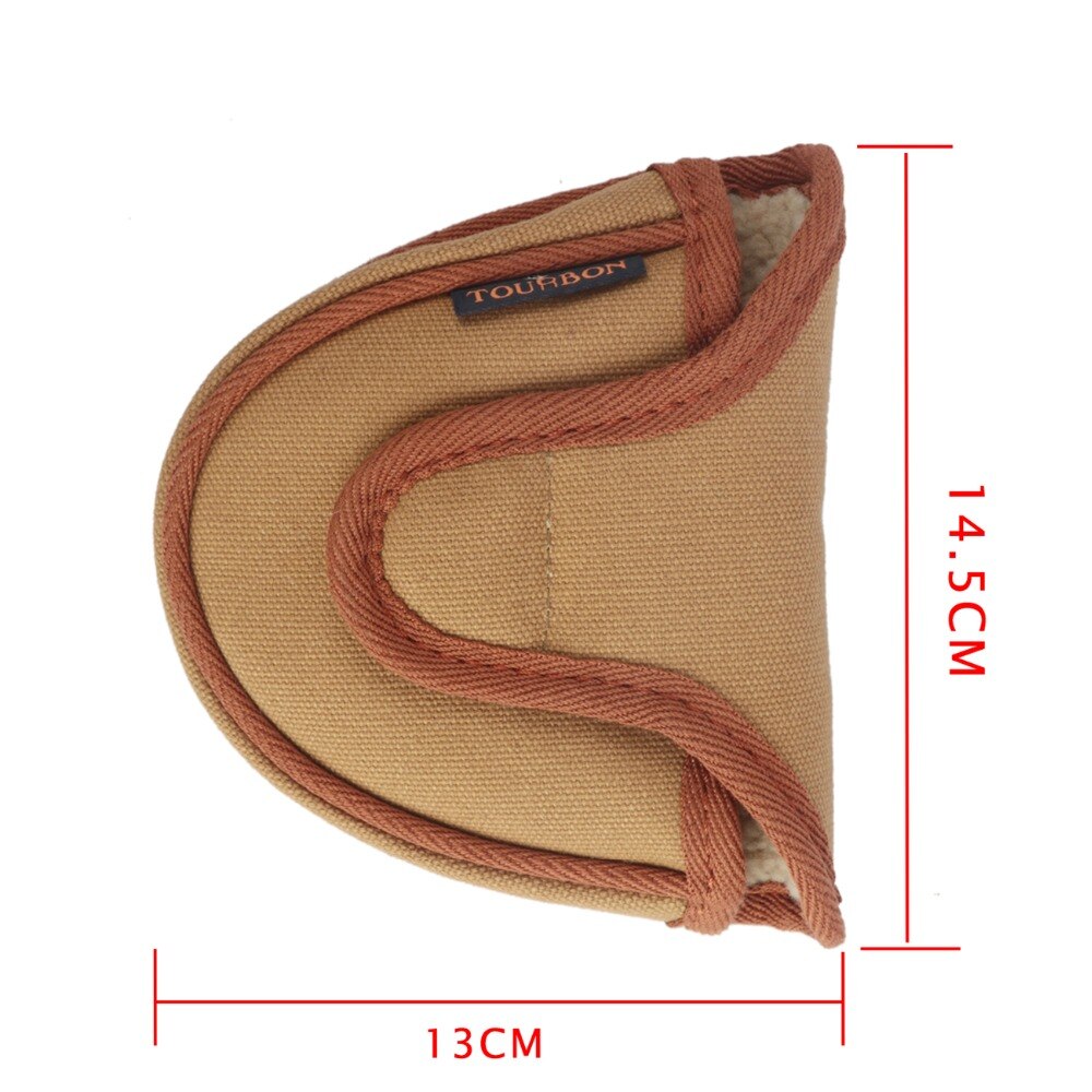 Tourbon Vintage Canvas &amp; Fleece Golf Mallet Putter Head Cover Golf Headcover Pouch Khaki Head Driver Protector