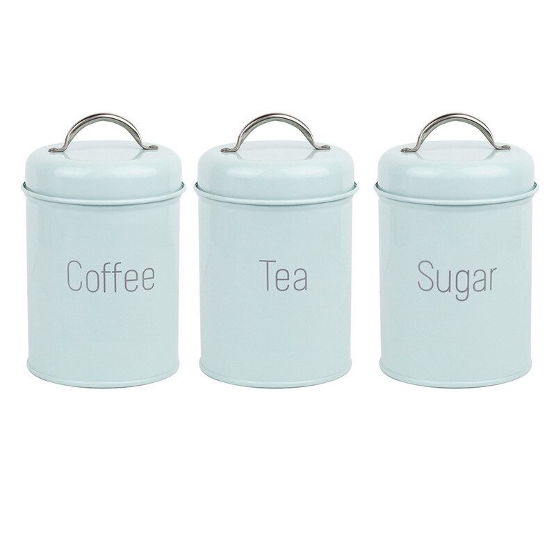 Stalen keukenbenodigdheden multifunctionele vierkante doos verzegelde blikken koffieblikken snoep thee sojamelkpoeder blikken: Blauwgroen