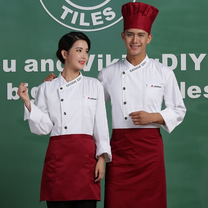 Uniform qiu dong män och kvinnor i hotellets restaurang kök smock catering kockens långärmade efter tårtbutiken