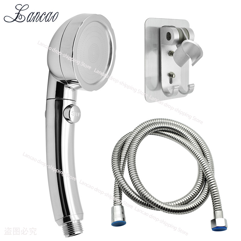 Handheld Douchekop Hoge Druk Chrome 3 Spary Instelling Met On/Off Pauze Schakelaar Waterbesparende Verstelbare Luxe Spa afneembare