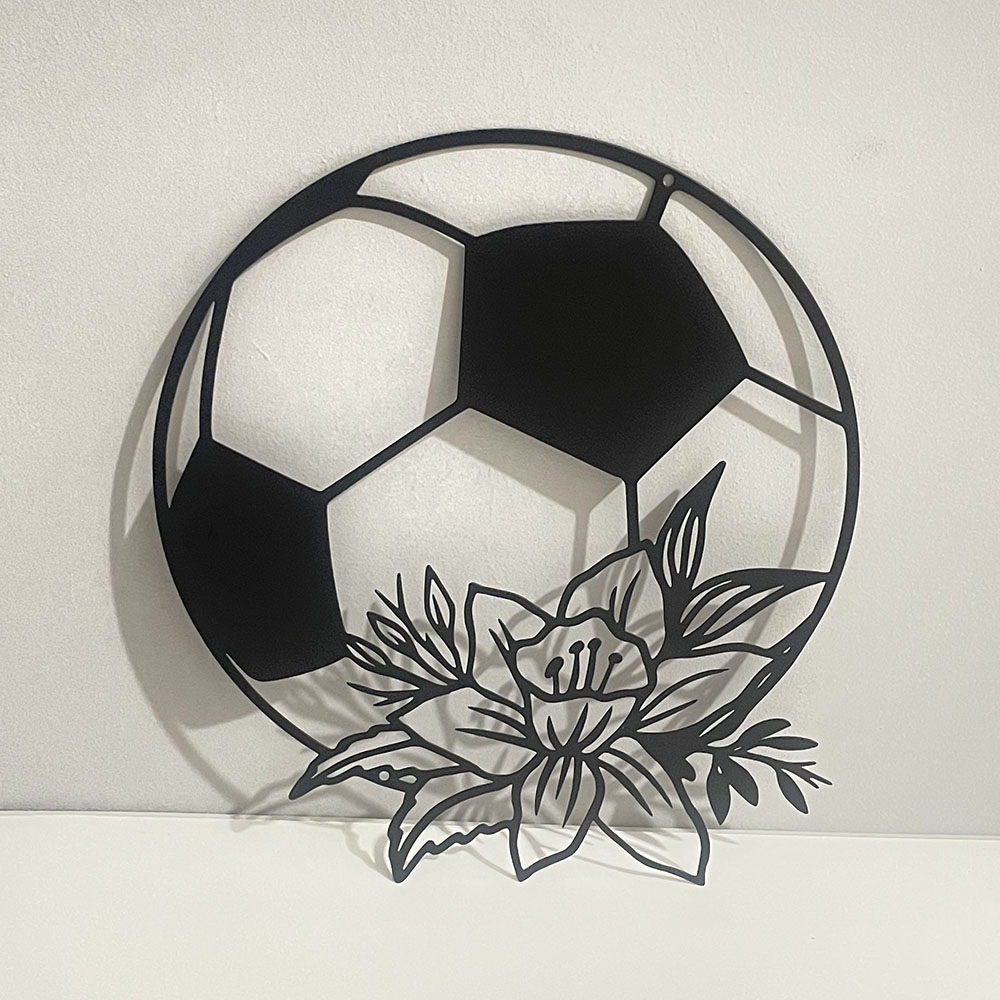 Fußball Wand dekoration Metall Zeichen schwarz lebende dekorative Büro Wandbild Zimmer Ornamente moderne Wohnkultur