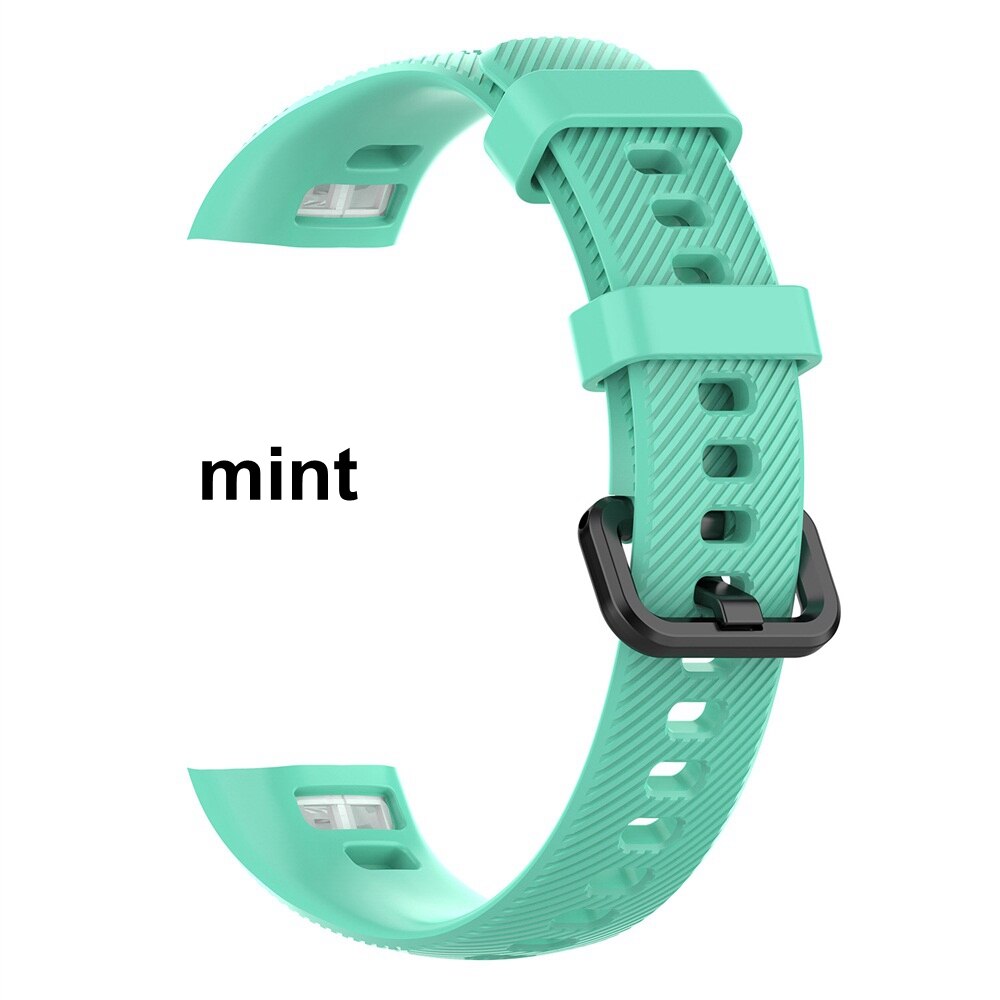 10 Colors Silicone Wrist Strap for Honor Band 5 4 Smart Wristband Replacement Original Watch Band Soft Bracelet Sport Classic: mint