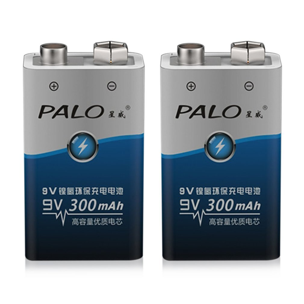 PALO 2pcs/set 6F22 006p Batttery 9V NI-MH 300mah Battery Rechargeable Batteries for Alarm Toys etc