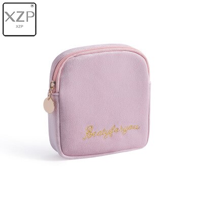 XZP Girls Diaper Sanitary Napkin Storage Bag Velvet Sanitary Pads Package Bags Coin Purse Jewelry Organizer Earphone Pouch Case: Pink