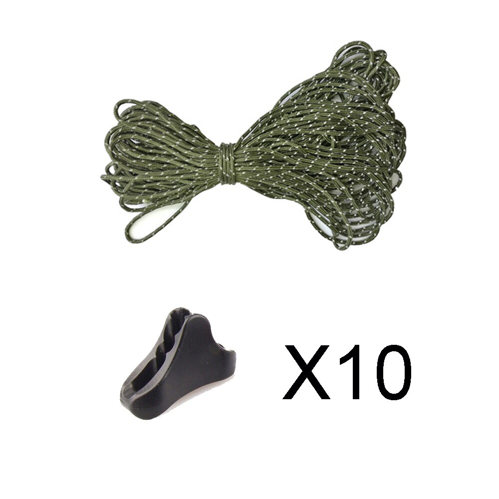 Reflecterende Paracord Tent Cord Touw Camping Luifel Touw Runner Guy Lijn Tent Fastener Wind Touw Gesp Driehoek Sluiting Stopper: 10 stopper Camo rope