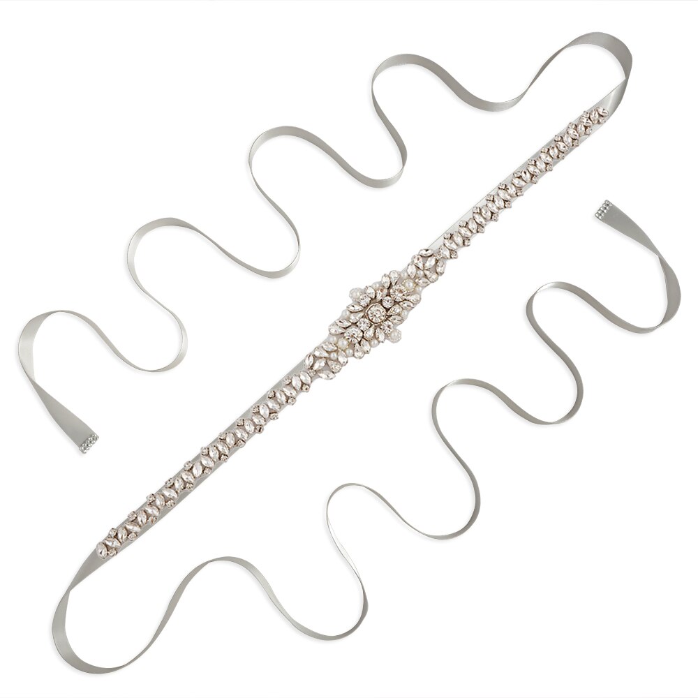 Trixy  s350 luxe bruidsgordel met strass steentjes, kristallinten, bruidsgordels, bruidsmeisjesjurken, accessoires: Grijs