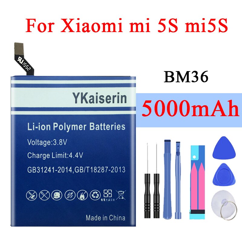 Batería BM36 para Xiaomi 5S Mi5S, batería de teléfono móvil R Xiaomi 5S Mi5S, Bm36 BM 36, 5000mAh + código de seguimiento: For Xiaomi mi5S