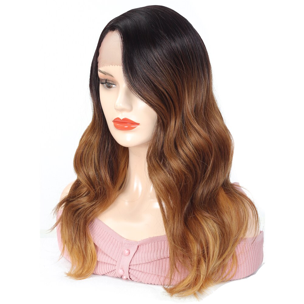 X-TRESS Medium Length Synthetic Wave Black Lace Front Wigs with Natural Hairline Heat Resistant Party Wigs for White Women: R3213