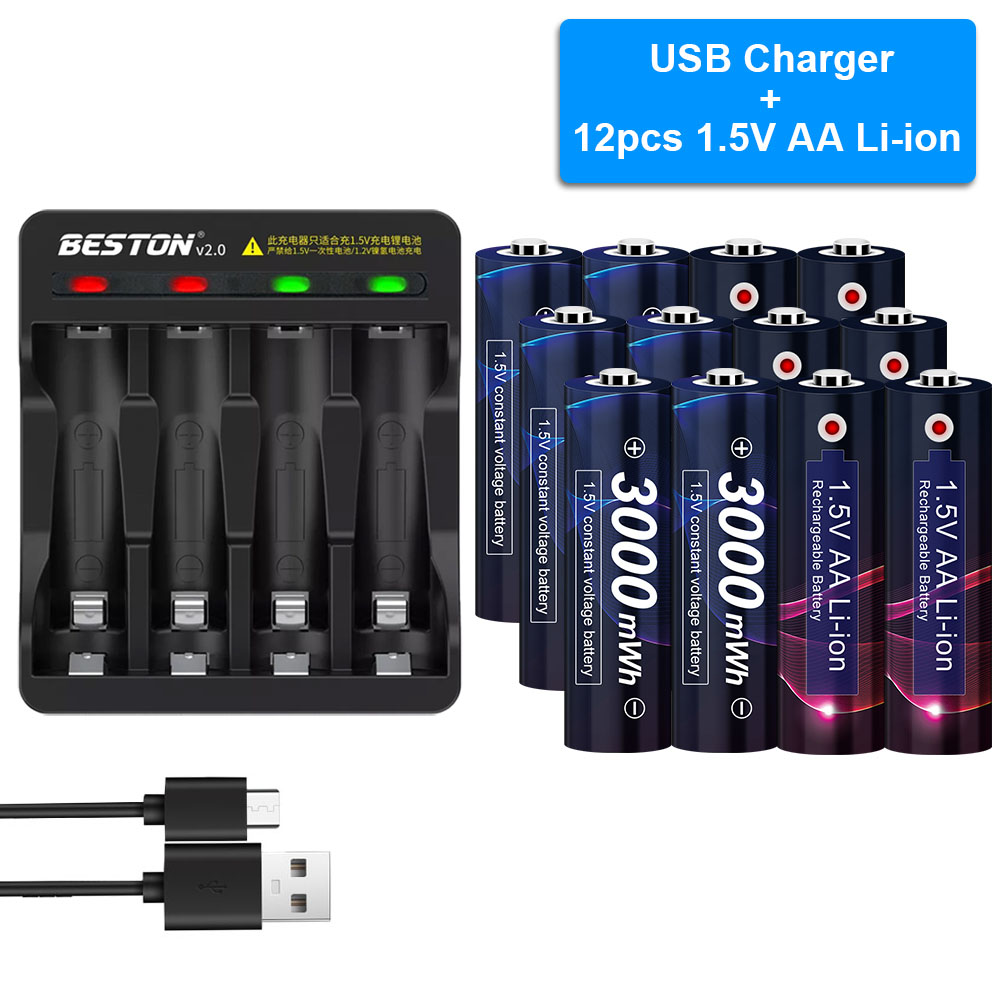 Akumulator litowo-jonowy AA 1.5v 3000mWh 1.5V AA akumulator litowy 1.5V baterie AA do zdalnego sterowania bateria AA: other