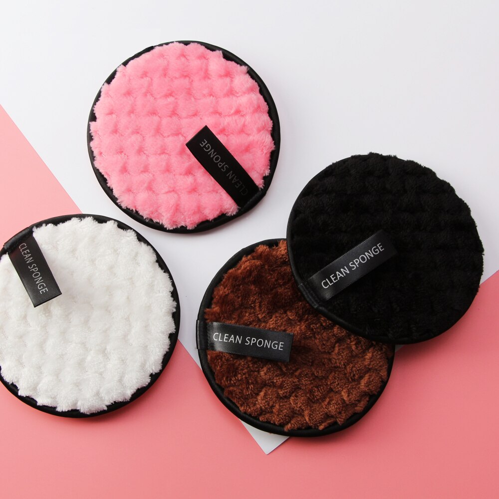 Chiffon démaquillant pour visage en peluche et microfibre, serviette nettoyante pour poudre de maquillage, tampons bouffée,