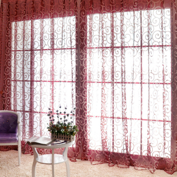 Cortinas de tul para puertas y ventanas, cortinas de tul con estampado Floral, de estilo Retro, en 6 colores, transparentes y ahuecadas
