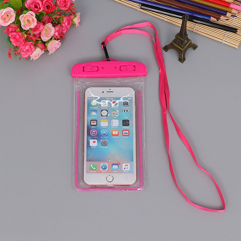 Étui de Téléphone Portable étanche Pour iPhone X Xs Max Xr 8 7 Samsung S9 Claire Scellée Par PVC De Téléphone Portable Sous-Marin Sec Pochette Housse: Rose