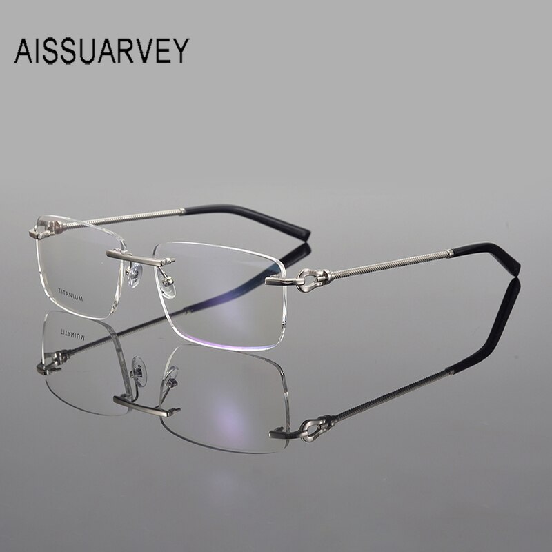 Titanium Brilmontuur Mannen Brillen Frames Mannen Mode Randloze Gouden Bril Top Optische Brillen Recept