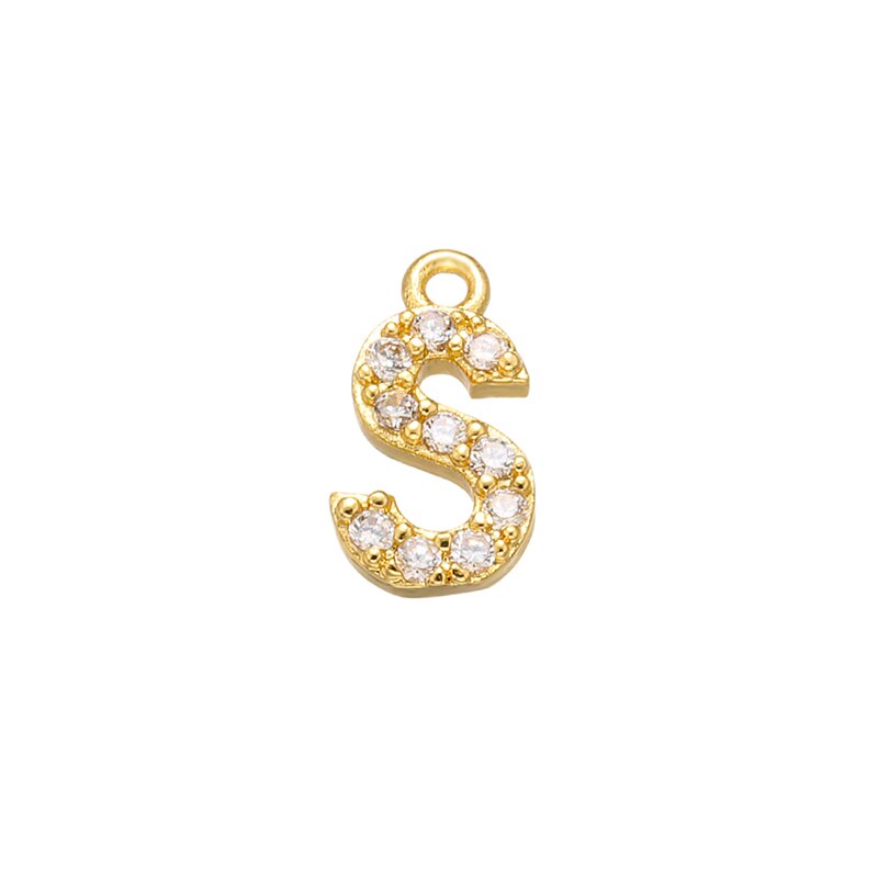 ZHUKOU 8x8.5mm ottone Cubic Zirconia cristallo 26 lettera pendenti con ciondoli per donna collana orecchini accessori gioielli modello: VD545: S