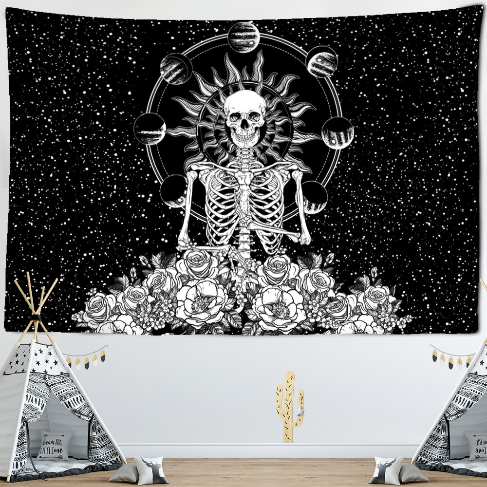 Skelett sternenklar Himmel Wandteppich Hängen Sterne Magie Astrologie psychedelisch Polyester Teppich Böhmischen Stil Dekor