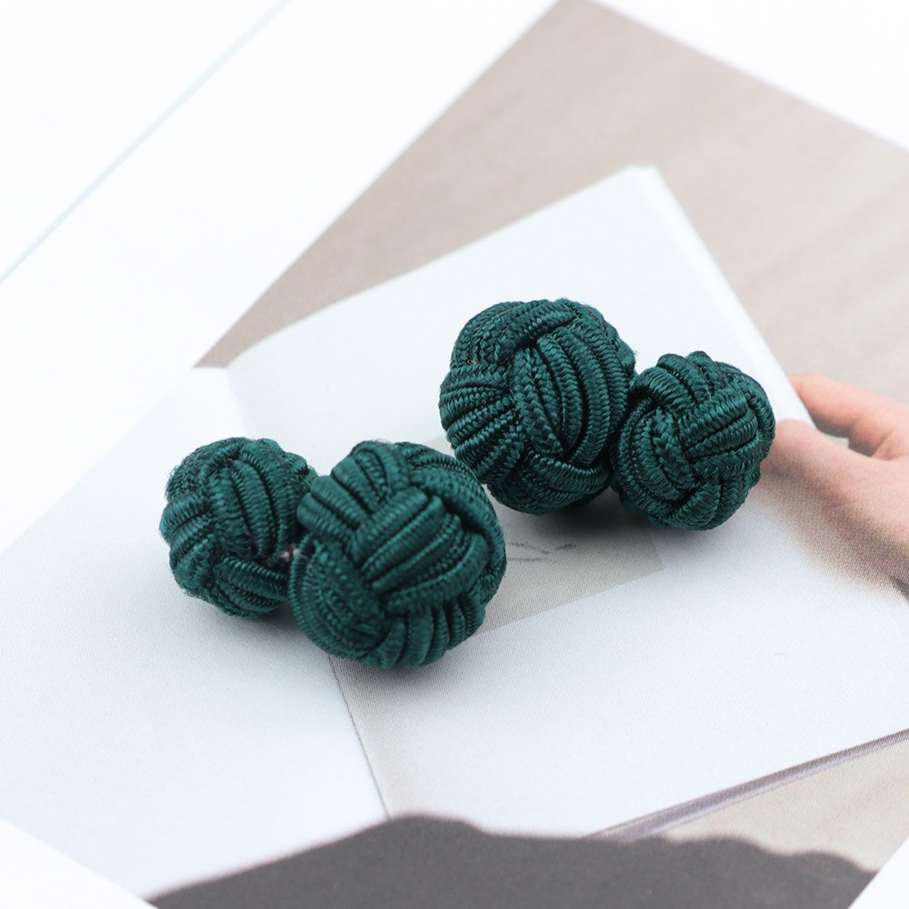 Gemelos con nudo de seda para hombre, gemelos con nudo de seda en colores sólidos, DIY, trenzado, hecho a mano, cuerda doble elástica, manguito de bola, de Novela: 23