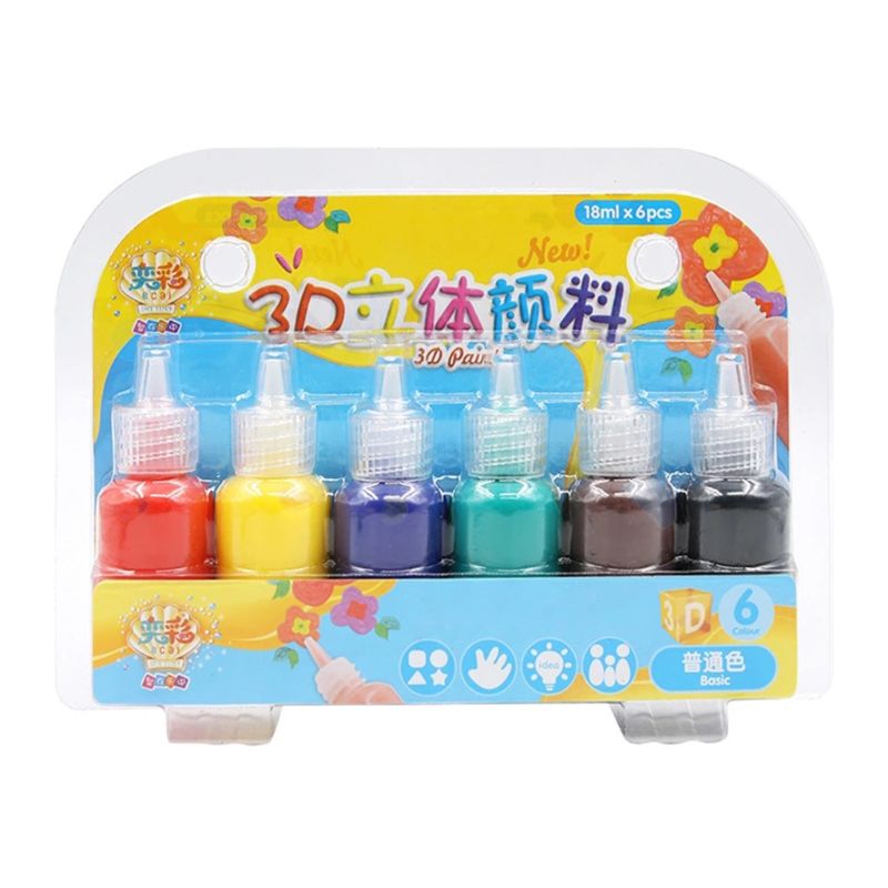 3D Acrylic Paints 6 Colors Kids 3D Acrylic Paint Pigment Set for Children Graffiti DIY Painting K1MA