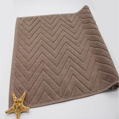 Cotton Towel-Shaped Ant-slip Bath Mat Entrance Doormat Machine Washable Toilet Bathtub Floor Mats 45x75cm: brown wave