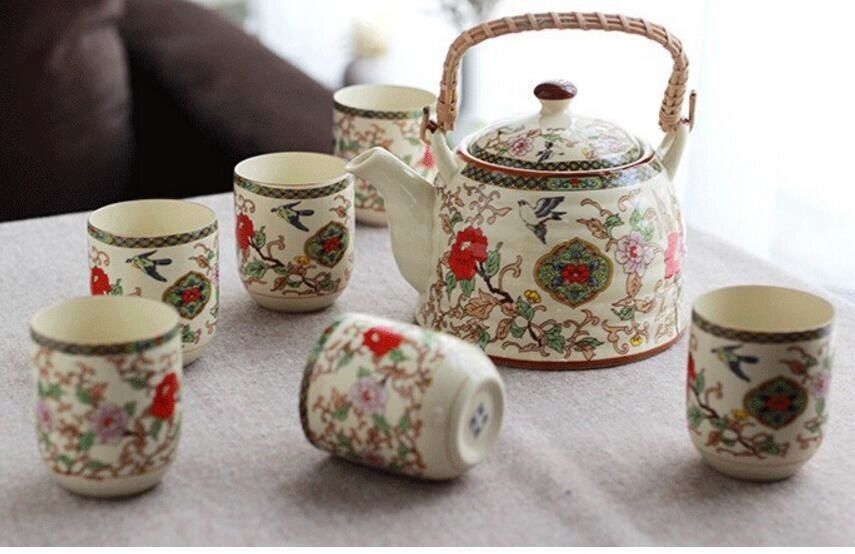 Keramiek 7Pcs Thee Set (1 Theepot Zes Thee Kopjes) Thee Sets Drinkware Chinese Porselein Kungfu Thee Gereedschappen: I