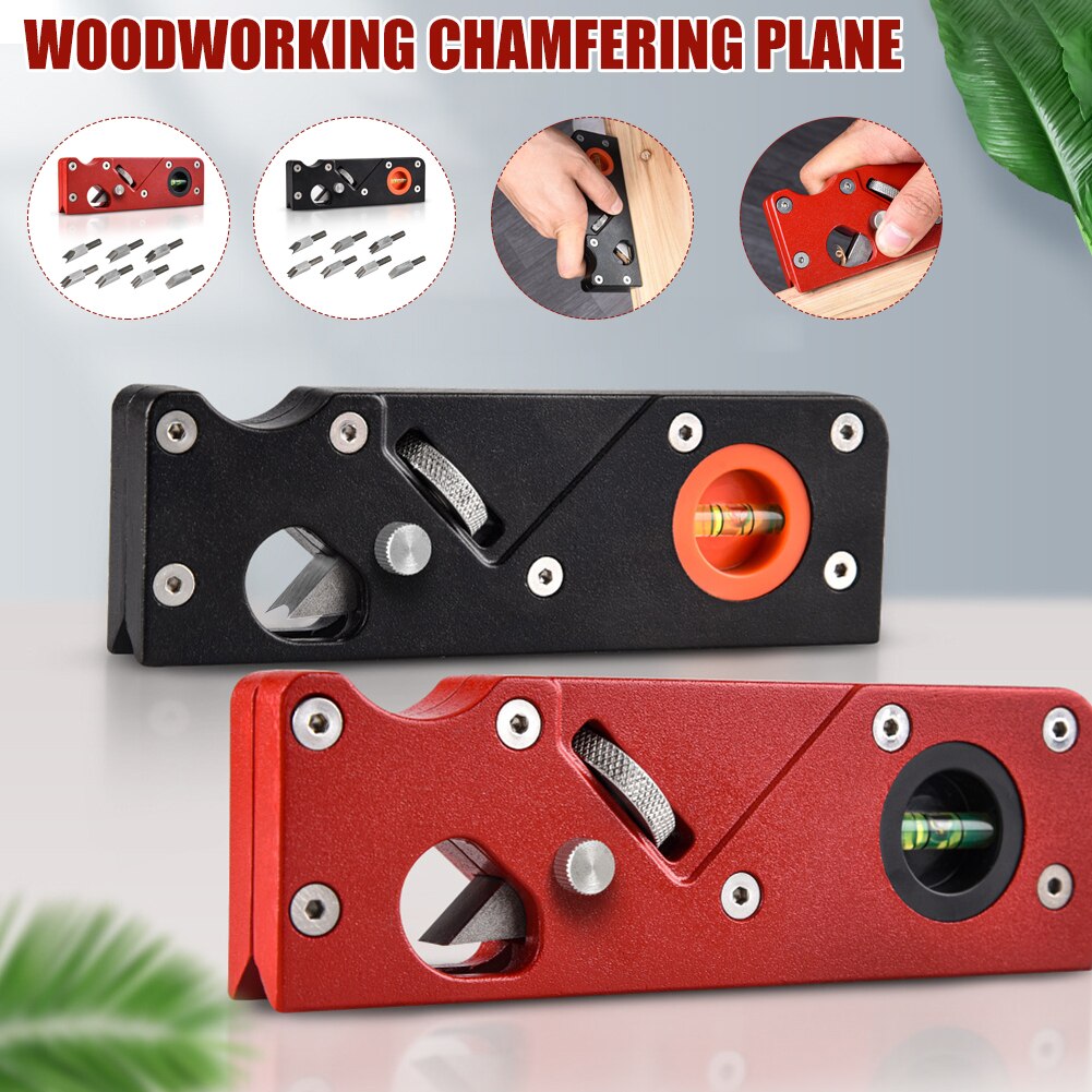 Mini Chamfer Plane Set for Wood Portable Adjustable Wood Trimmer with Level-meter & Chamfer Woodcraft Tools Kit 15*5*2cm J8