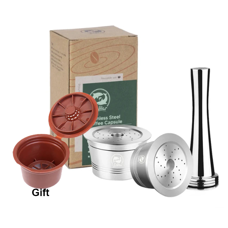 Reusable Coffee Filter Capsule for Caffitaly S21 Machine Refillable Plastic Stainless Steel Coffee Pods Fit 3 Corações Cafeteira: Chocolate