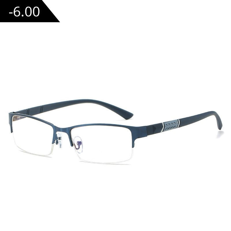 Gafas para miopía para hombre, lentes antirayos azules para ordenador, medio marco 0-0,50-1,0-1,50-2,00-2,50-4,00-4,50-5,00-5,50-6,00
