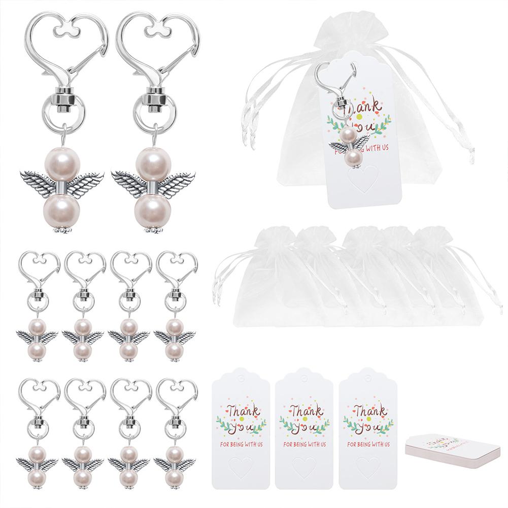 20 pezzi angelo custode portachiavi sacchetti di Organza ciondolo per matrimonio battesimo compleanno di natale: Pink