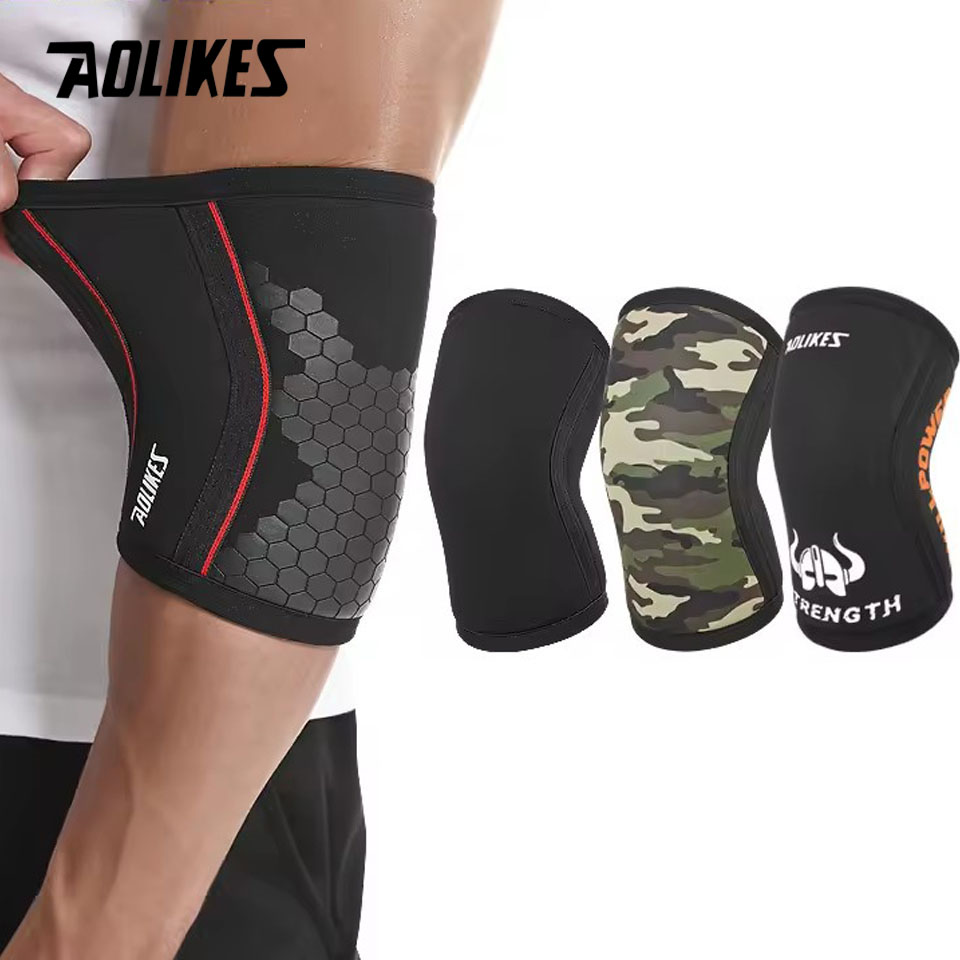 AOLIKES Elleboogmouwen (paar), ondersteuning voor gewichtheffen, powerlifting, squat, basketbal en tennis, 7 mm neopreen compressiebrace
