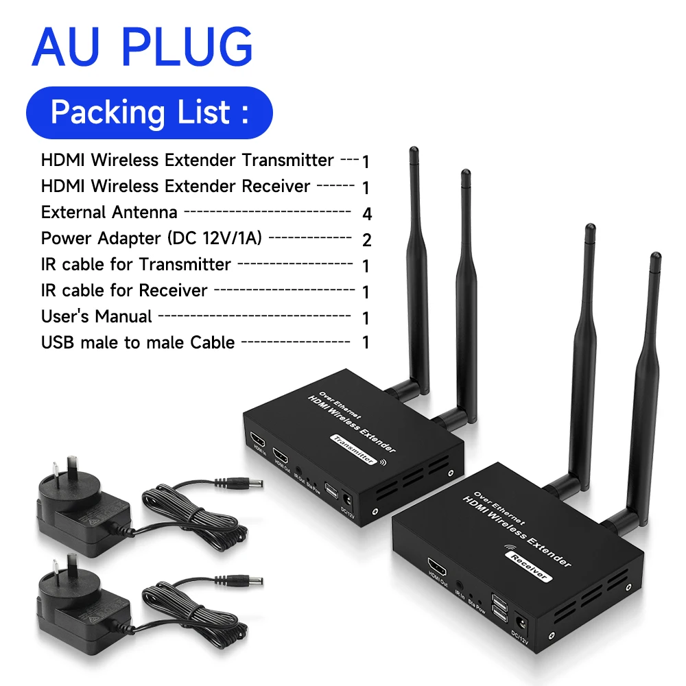 200m trådlösa hdmi-videosändare/mottagare-kit förlängningsadapter tv-dongel 1080p kvm loop-out ir för skärm, projektor, bärbara datorer