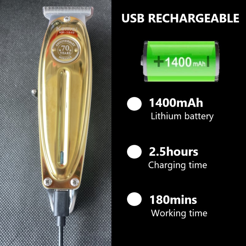 Kemei KM-1949 Pro electric barber full metal hair trimmer for men beard hair clipper finishing hair cutting machine