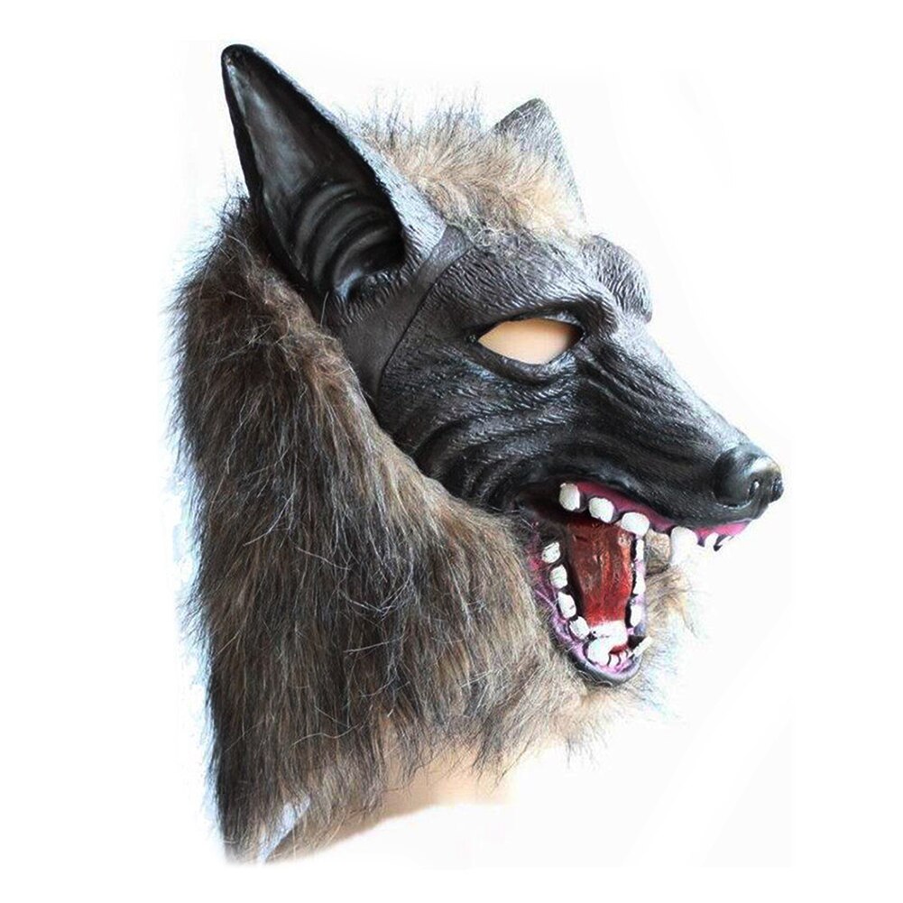 Adult mask Halloween costume party props mask full set head wolf head hood simulation makeup toy mask: A