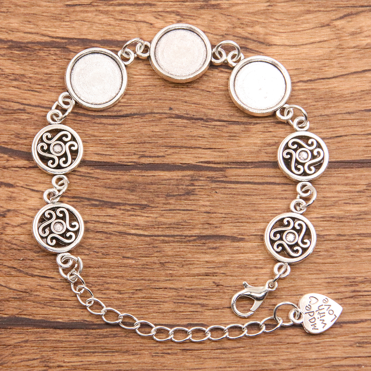 1 Uds., 2 colores, 15 estilos, aleación de Zinc de Metal, pulsera redonda de 12mm, ajuste de cabujón, conector de flor y Luna, accesorios de joyería hechos a mano: Caqui