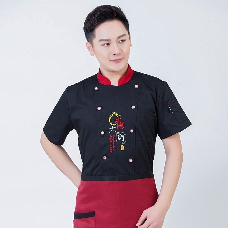 Chef uniforme Chef chapeau et femmes manches courtes été gâteau boutique Restaurant hôtel dos cuisine travail vêtements respirant mince